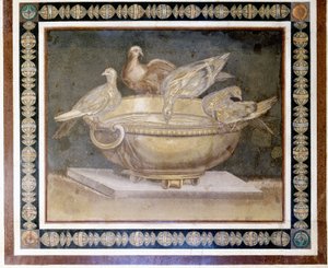 Romeins mozaïek met 4 duiven