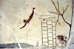 Romeins muurschildering van het graf genaamd de duiker