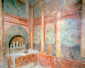 Kamer gewijd aan huiselijke aanbidding van Lares, Huis van Menander, Pompeii, Campania, Romeinse beschaving door Roman Roman
