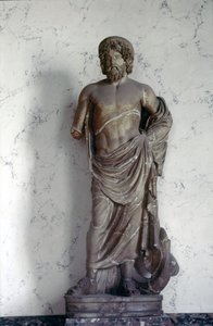 Standbeeld van Aesculapus, god van de geneeskunde in de Romeinse religie. Louvre Museum, Parijs. door Roman Roman