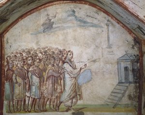 De Opwekking van Lazarus, Catacomben van Via Latina, Rome door Roman Roman