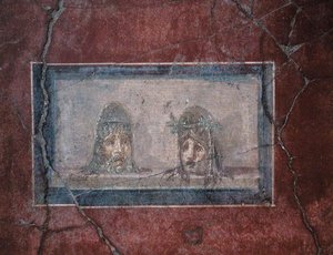 Twee theatrale maskers, 1e eeuw v.Chr.-AD 79