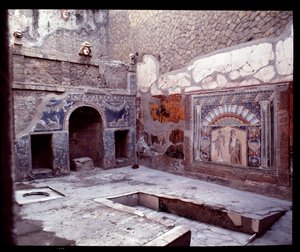 Uitzicht op het triclinium van de casa di Nettuno e Anfitrite door Roman Roman