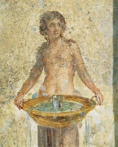 Vrouw die een emmer water draagt, detail, uit Pompeii, Fresco door Roman Roman