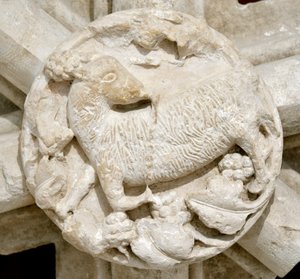 Een lam, detail van het gewelf van de Saint Laurent kapel (detail)