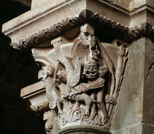 Ontvoering van Ganymedes (gekerfd kapiteel) door Romanesque