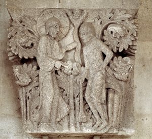 God en Kaïn (gekerfd kapiteel)