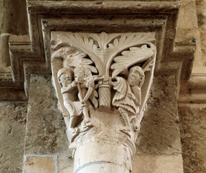 De dood van Kaïn (gesneden kapiteel) door Romanesque