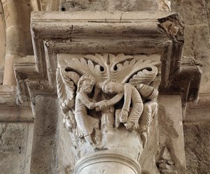 De dood van Kaïn (gesneden kapiteel) door Romanesque