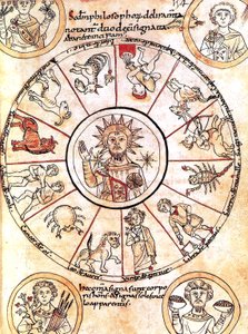 De zon omringd door tekens van de dierenriem door Romanesque