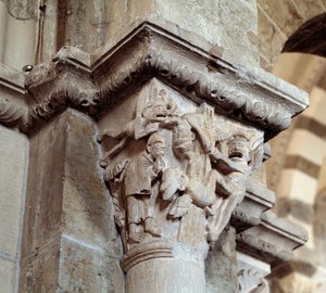 De visioen van Sint Antonius van Padua (gekerfde kapiteel) door Romanesque