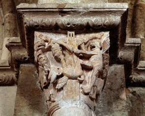 De visie van Sint Antonius van Padua (gekerfd kapiteel) door Romanesque