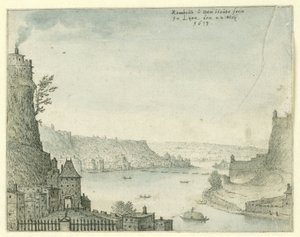 Gezicht op een stad aan een rivier