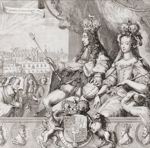 Kroning van de Engelse koning Willem III en koningin Maria II op 11 april