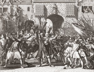 Lynchmenigte grijpt de gebroeders De Witt door Romeyn de (after) Hooghe