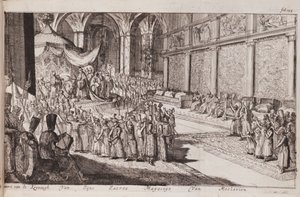 Een scène aan het koninklijk hof van Tsaar Alexis Mikhailovich, 1677 door Romeyn de Hooghe