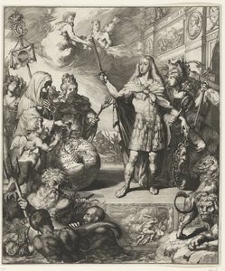 Allegorisch portret van Karel II van Spanje door Romeyn de Hooghe