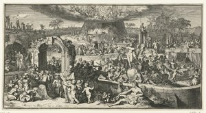 Allegorische voorstelling met Tabula Cebetis door Romeyn de Hooghe