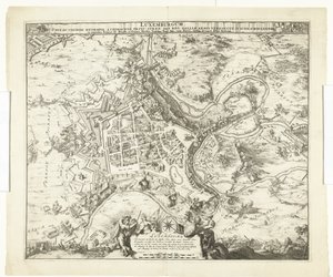 Bombardement van Luxemburg door de maarschalk de Créquy, 1684 door Romeyn de Hooghe