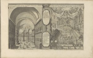 Turkse moskee in Constantinopel; Keizerlijk hof in China door Romeyn de Hooghe