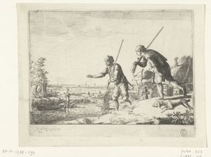 Twee soldaten bij de over van een rivier