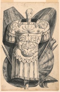 Tekening, Trofee met wapens, 1830-1850 door Romolo Achille Liverani