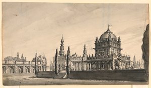 Toneelontwerp, Oriëntaalse Tempel door Romolo Achille Liverani