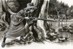 Annie Oakley schiet een bok door Ron Embleton