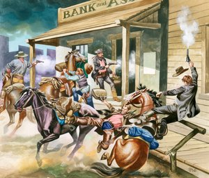 Bankoverval in het Wilde Westen. door Ron Embleton