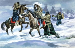 Indianen in de sneeuw door Ron Embleton