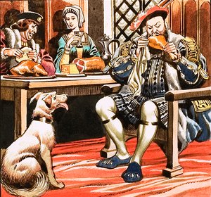 Koning Hendrik VIII eten door Ron Embleton