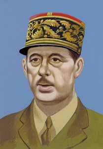 Portret van Charles De Gaulle (gouache op papier)