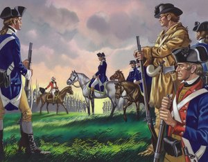 Overgave door generaal Cornwallis aan de Amerikaanse commandant in Yorktown, Virginia op 19 oktober 1781 () (gouache op papier)