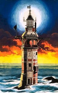 De vuurtoren van Eddystone door Ron Embleton