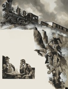 Trein en bandieten door Ron Embleton