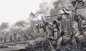 Aangevallen door de Chavante Indianen door Ron Embleton