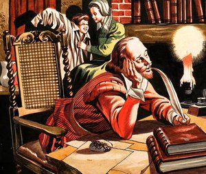 William Shakespeare schrijft thuis
