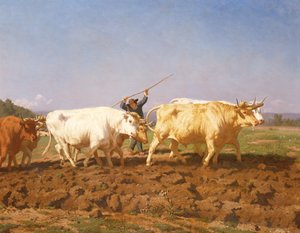 Ploegen in de Nivernais, 1850 (detail) door Rosa Bonheur