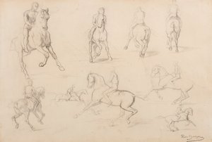 Studies van een paard en ruiter