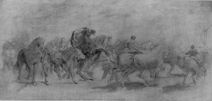 Studie voor De Paardenmarkt door Rosa Bonheur