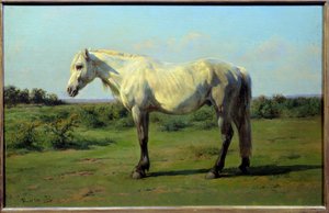 Wit paard in een wei door Rosa Bonheur