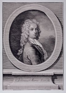 Portret van Antonio Maria Zanetti, Italiaanse cartoonist (Gravure) door Rosalba Giovanna (after) Carriera