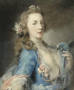 Een Jonge Dame met een Papegaai, c.1730
