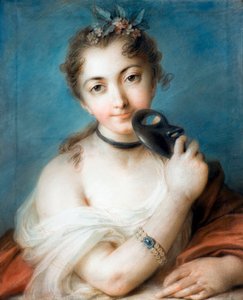 Portret van een dame met een masker door Rosalba Giovanna Carriera