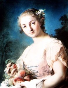 Zomer: een meisje met perziken door Rosalba Giovanna Carriera