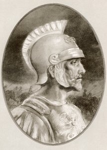 Ashoka, overleden 232 v.Chr., ook bekend als Ashoka de Grote. Indiase keizer van de Maurya-dynastie. Illustratie van Gordon Ross, Amerikaanse kunstenaar en illustrator (1873-1946), uit Levensbiografieën van beroemde heersers.