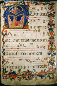Corale / Graduale nr.5 Geïllustreerde initiaal "A" met afbeelding van Koning David en God de Vader