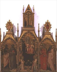 Madonna en Kind op de Troon met Heiligen door Rossello di Jacopo Franchi