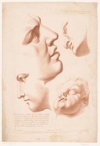 Koppen van man, vrouw en kind, Principes van het tekenen naar de natuur, deel twee door Louis François Roubillac