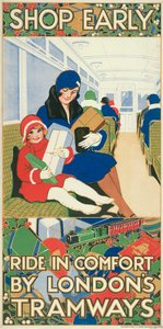 Winkel Vroeg, Reis in Comfort met de Tramwegen van Londen, poster van de London County Council Tramways, 1928 door Rowles
